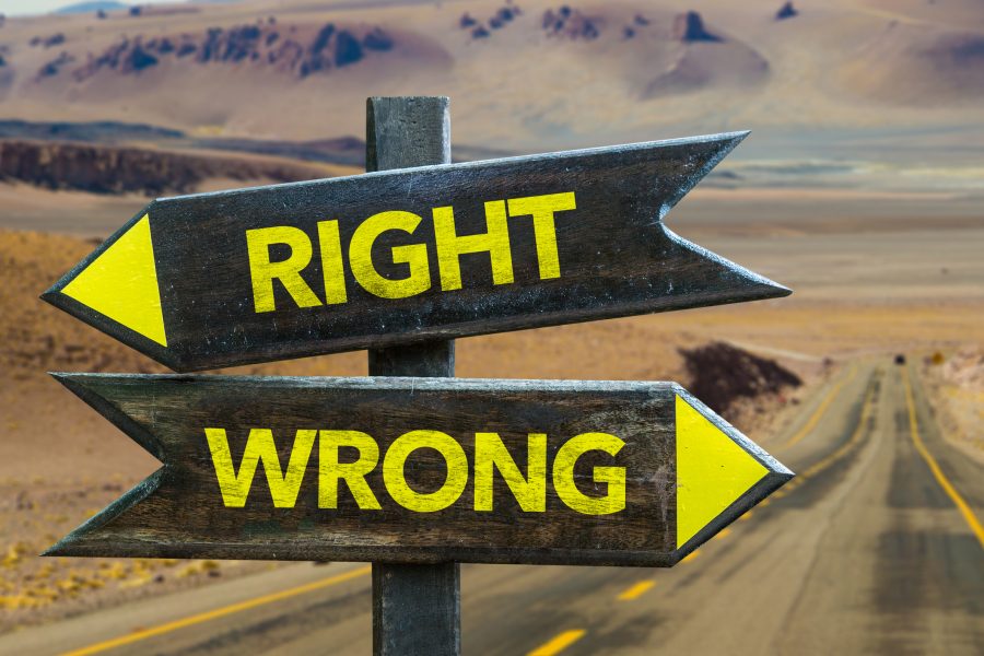 Right and Wrong crossroad