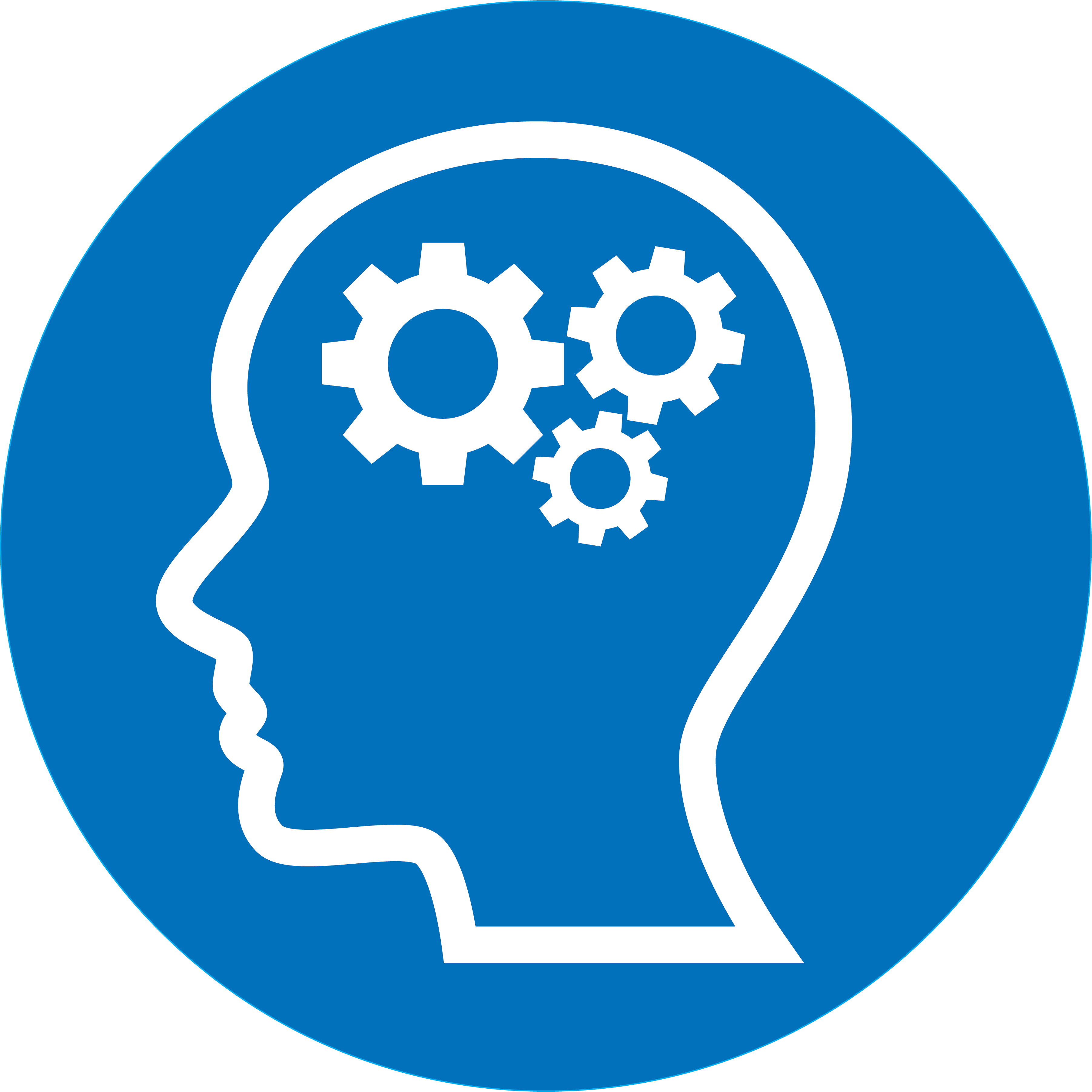 gears turning inside brain icon