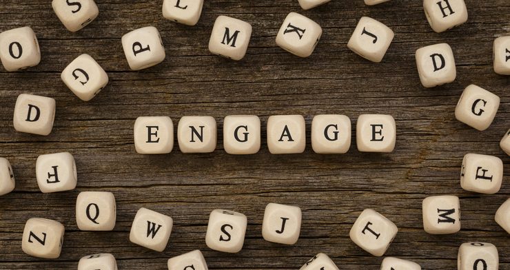 Word ENGAGE written on wood block,stock image